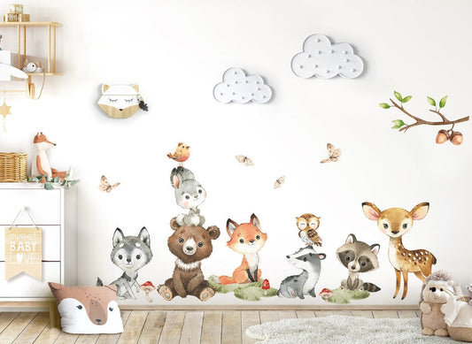 Vinilos decorativos Adhesivos infantiles de Pared del bebé Fox Conejo Oso (0038)