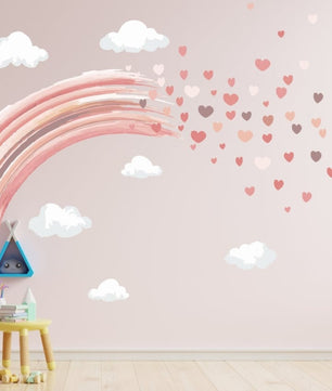 Vinilos decorativos Adhesivos infantiles de Pared  arco iris y corazones niña (0011)