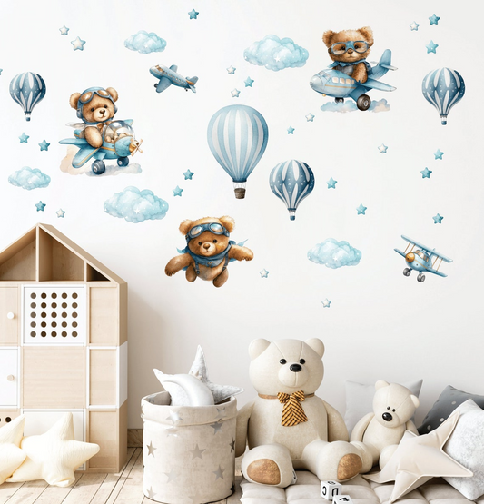 Vinilos decorativos Adhesivos infantiles de Pared de oso de peluche niño (0033)