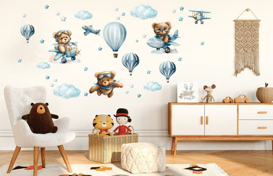 Vinilos decorativos Adhesivos infantiles de Pared de oso de peluche niño (0033)