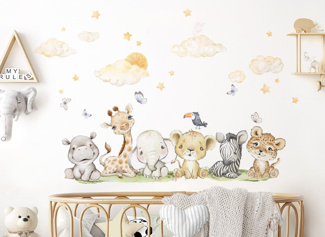 Vinilos decorativos Adhesivos infantiles de Pared  Conjunto de animales modelos variados