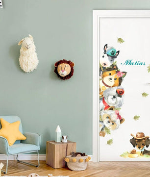 Vinilos decorativos Adhesivos infantiles de Puerta infantil con animales